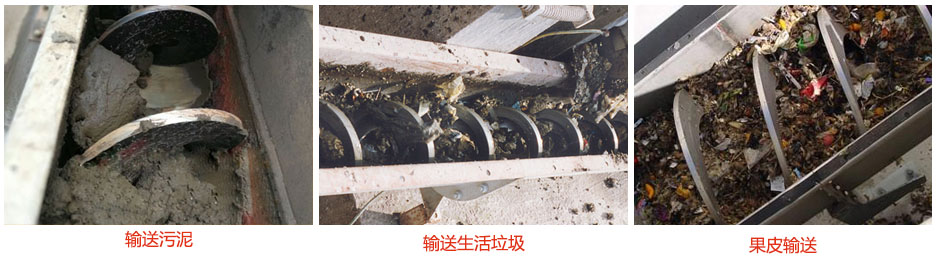 無軸螺旋輸送機輸送污泥，生活垃圾，果皮等使用現(xiàn)場
